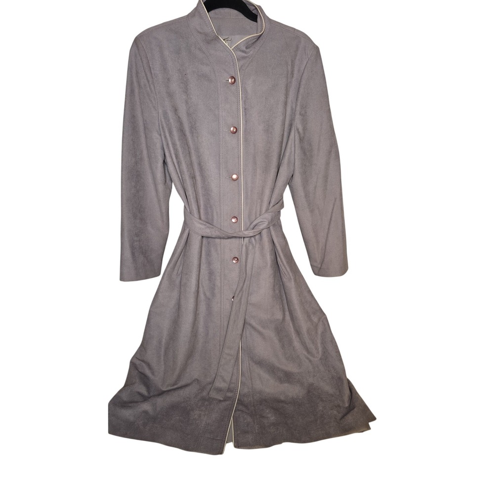 Vintage Dusty Purple Belted Trench coat Size 15/16 ILGWU Union Made in USA Lined